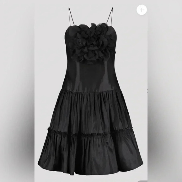 Zac Posen FLORAL APPLIQUE DRESS Black Mini Dress With Flower, Size 2 Brand New - Picture 5 of 12